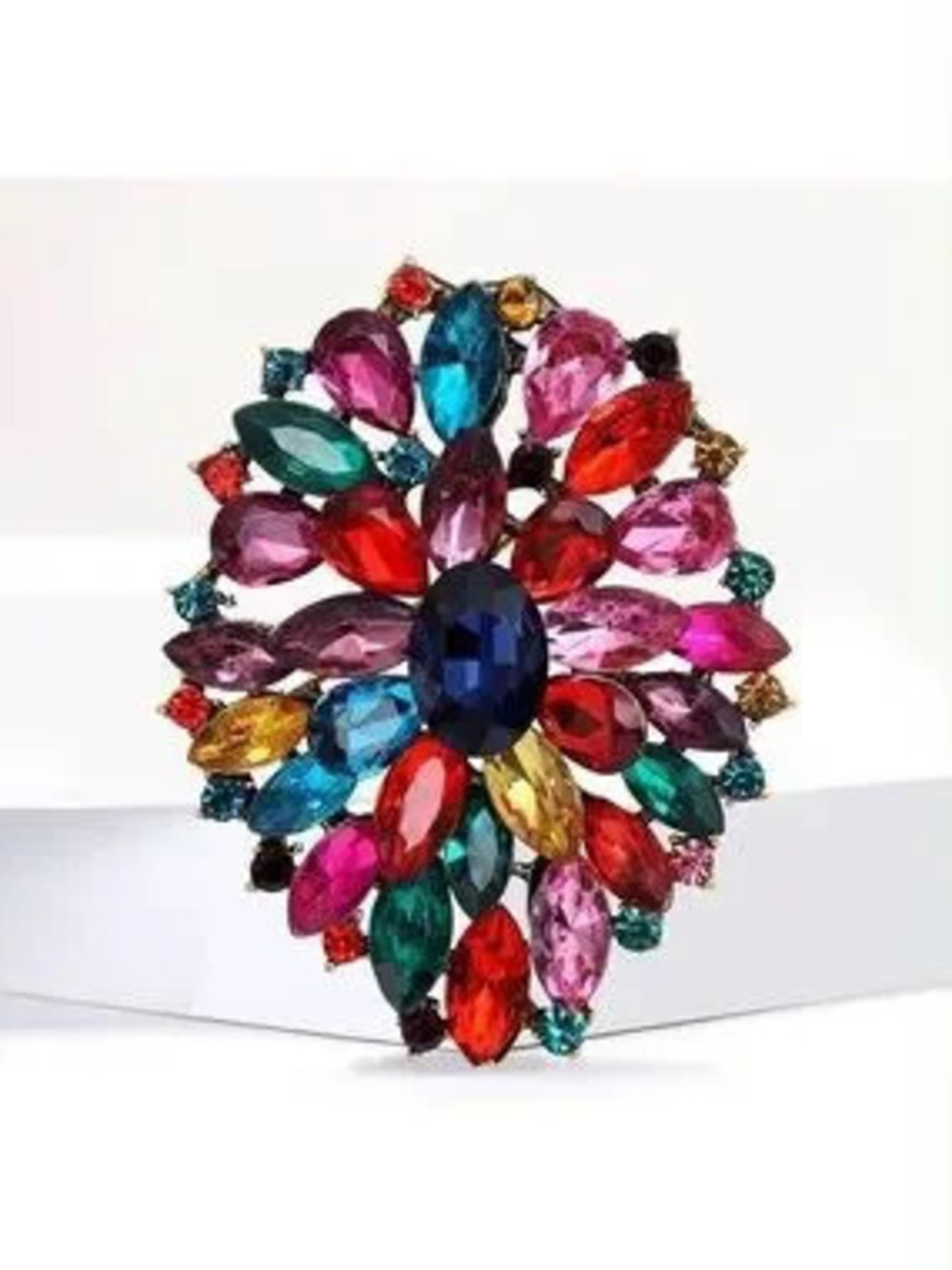 Anthropologie Multicolor Gemstone Floral Burst Brooch